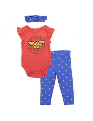 DC Comics Wonder Woman 3 Pc Set With Onesie Pants And Headband Free Shipping Houston Kids Fashion Clothing Store