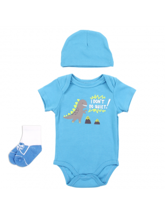 Emporio Baby I Don't Do Quiet Dinosaur Baby Boys 3 Piece Layette Set Free Shipping Houston Kids Fashion Clothing Store