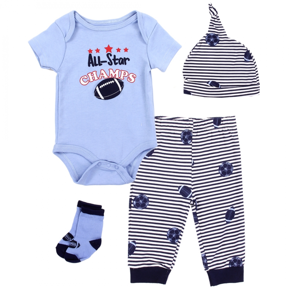 Star Champs Baby Boys 4 Piece Layette Set
