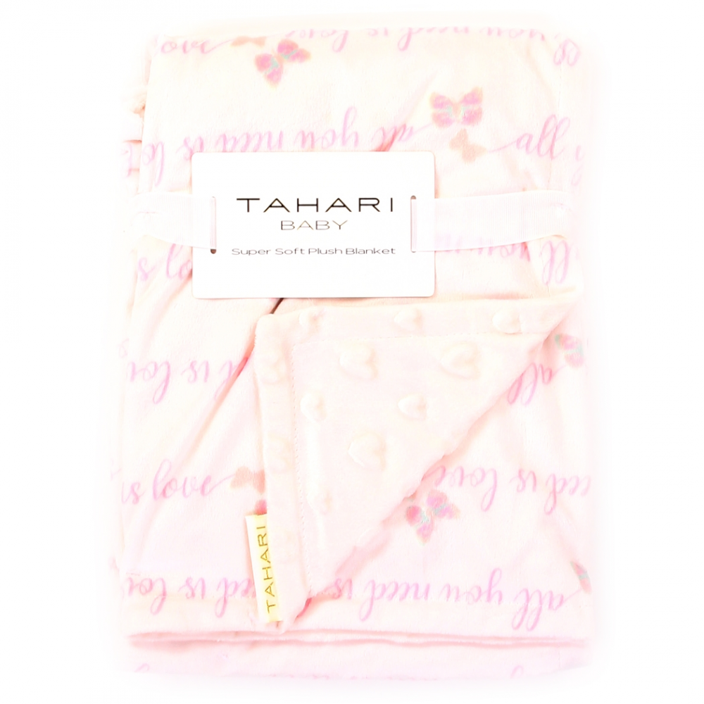 Tahari Baby Girls Super Soft Plush Blanket With Butterflies