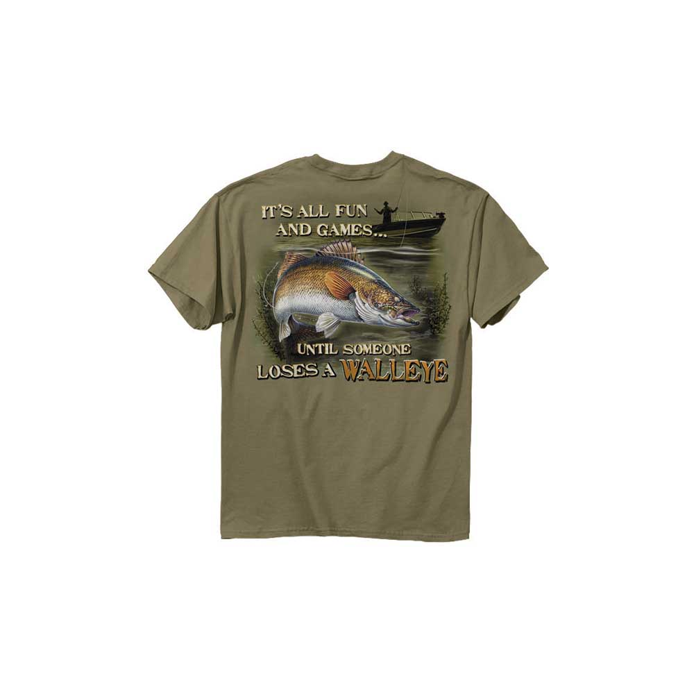 Buck Wear It's All Fun and Games Fishing Adult Shirt