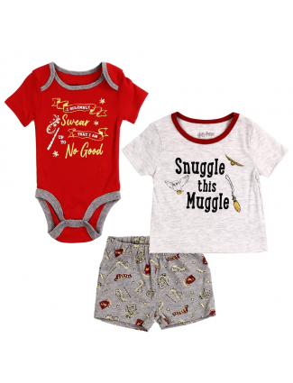 Wizarding World Of Harry Potter Snuggle This Muggle Shirt And Up To No Good 3 Piece Short Set 
