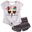 RMLA Puppy Dog With Bow Shirt And Shorts