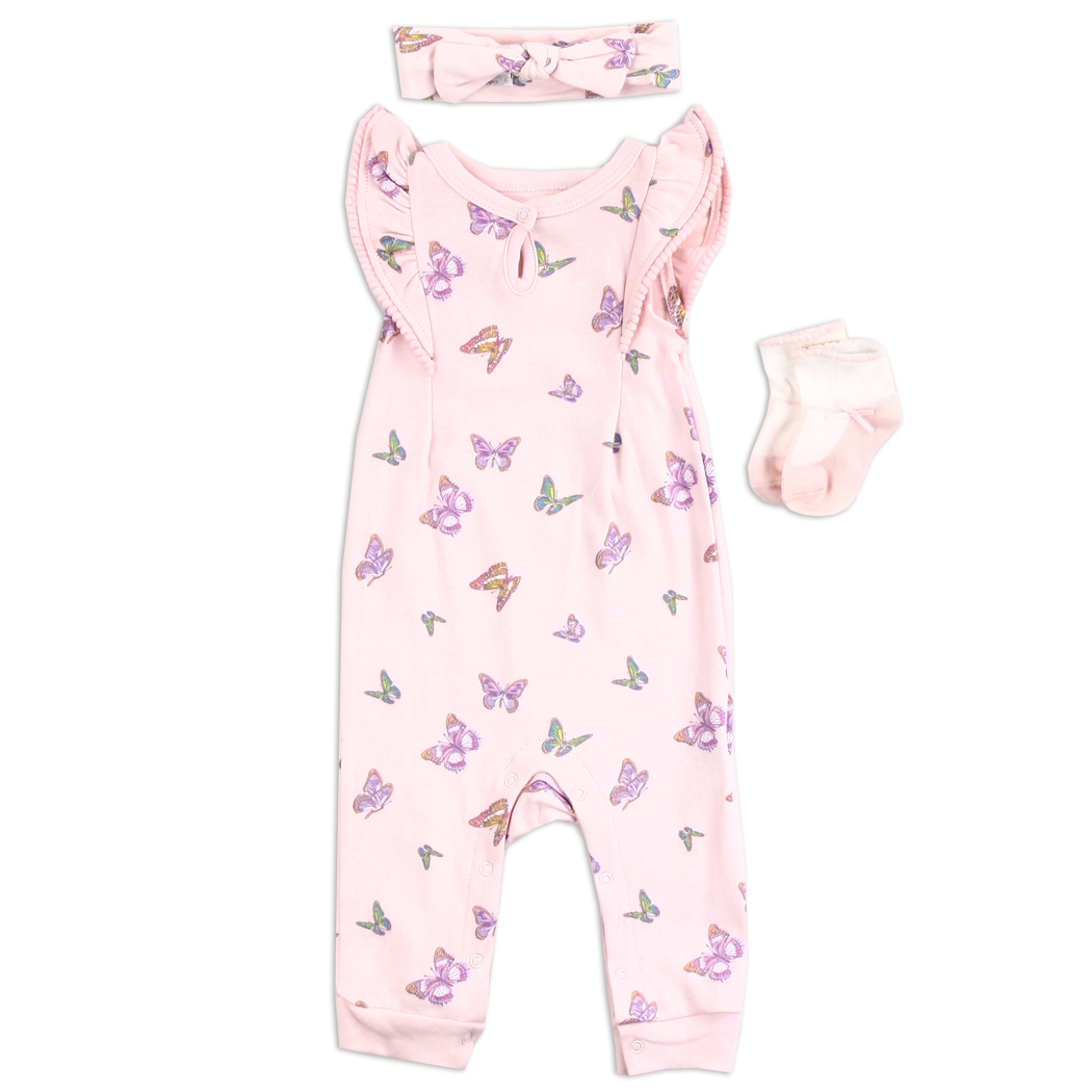 Catherine Malandrino Baby Girls Butterfly Romper Socks And Headband Houston Kids Fashion Clothing