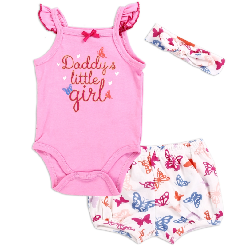 Weeplay Baby Daddy's Little Girl 3 Piece Baby Girls Layette Set Free Shipping Houston Kids Fashion Clothing