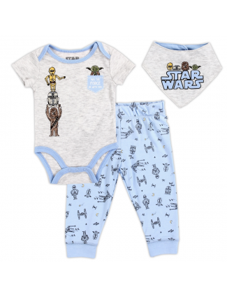 Disney Star Wars C3PO R2D2 Chewbacca Baby Yoda 3 Piece Onesie Set Free Shipping Houston Kids Fashion Clothing Store