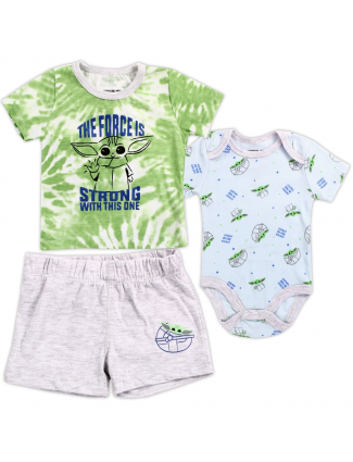 Disney Star Wars Baby Yoda The Force Is Strong With This One 3 Piece Short Set Free Shipping Houston Kids Fashion Clothing
