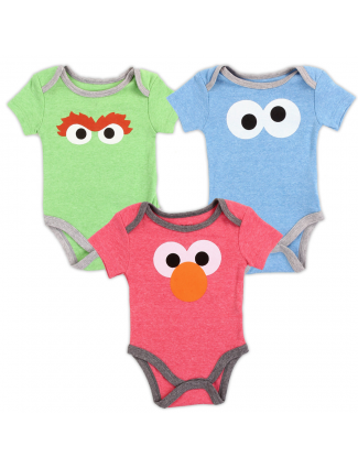 Sesame Street Oscar The Grouch Elmo And Cookie Monster Baby Boys Onesie Set