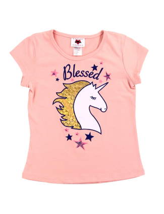 RMLA Foil Screen Unicorn Short Sleeve Girls Shirt Free Shipping Houston Kids Fashion Clothing