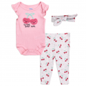 Bon Bebe Sweet Baby Girl 3 Piece Hat Set Onesie Pants Headband