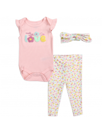 Bon Bebe Made With Love 3 Piece Set Onesie Pants Headband