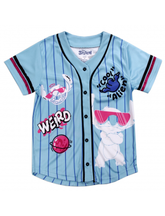 Disney Lilo And Stitch Cool Alien Stitch Baseball Jersey Girls Shirt Free Shipping Houston KIds Fashion Clothing