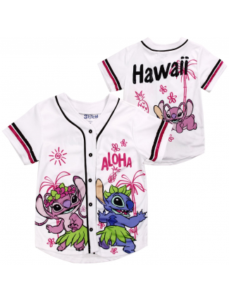 Disney Stitch And Angel Baseball Jersey Girls Shirt Free Shipping Houston Kids Fashion Clothing