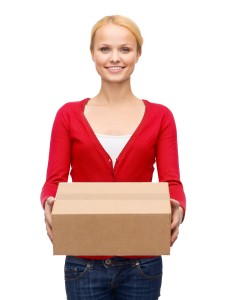 Pretty Lady Holding A Box Shipping & Returns